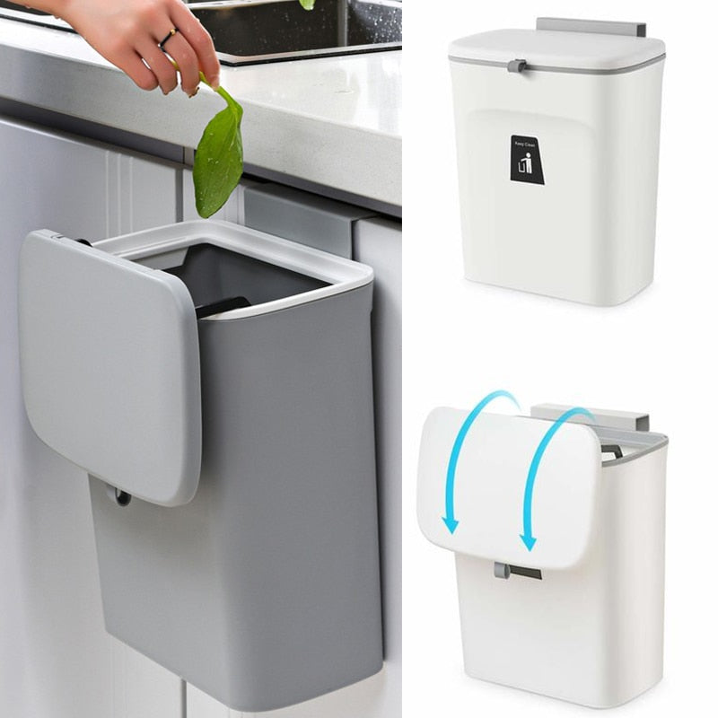 Large-capacity Wall-mounted Trash Can With Lid Trash Can Kitchen Cabinet  Door Hanging Trash Can Recycling Trash Can