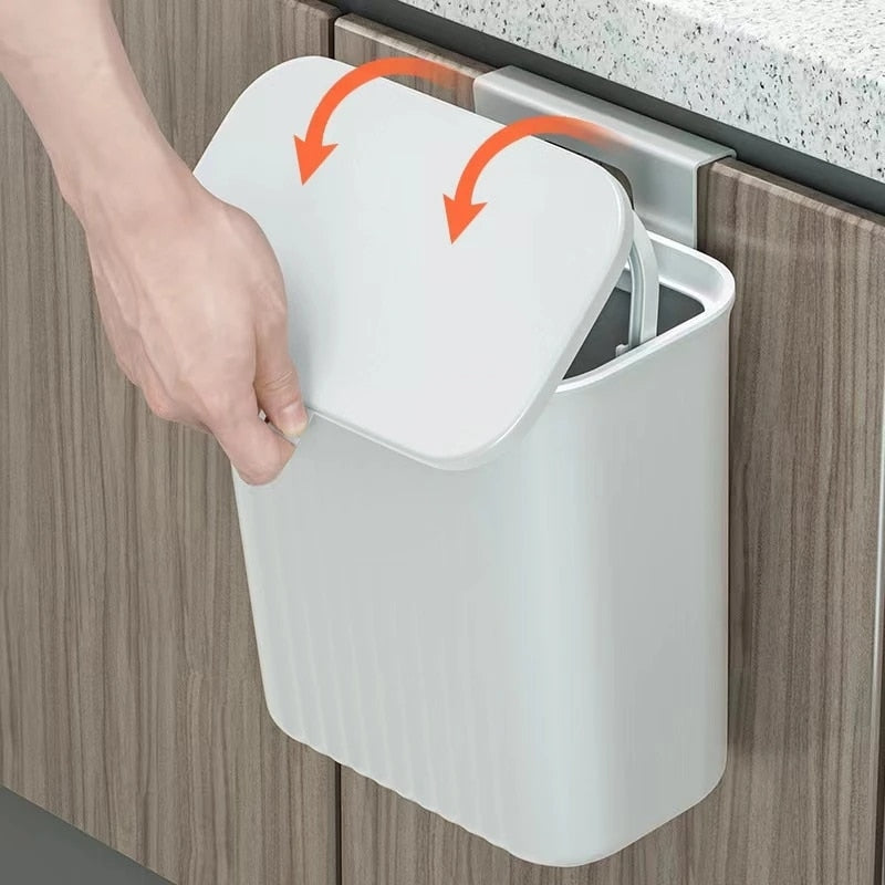 Large-capacity Wall-mounted Trash Can With Lid Trash Can Kitchen Cabinet  Door Hanging Trash Can Recycling Trash Can